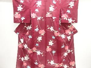 駒絽花模様小紋着物